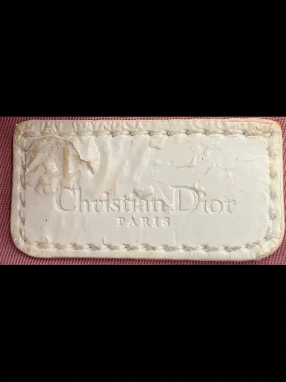 Dior Pink and Cream Oblique Canvas Pouch with White '2' Appliqué